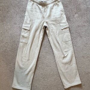 Cream cargo sweatpants
